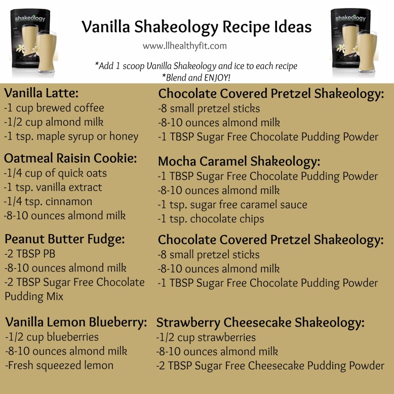 Vanilla Shakeology Recipes - Version 1
